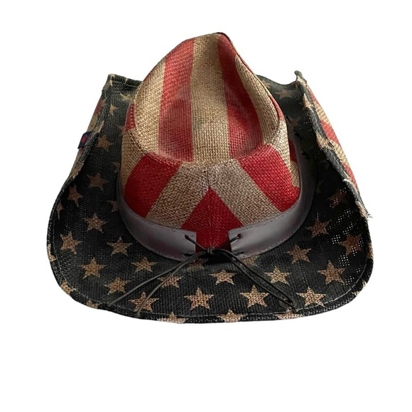 PETER GRIMM Ltd. Men's Justice American Flag Star Studded Straw Cowboy Hat - Picture 10 of 14